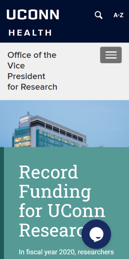 Office of the Vice President for Research (Health) Homepage display mobile view